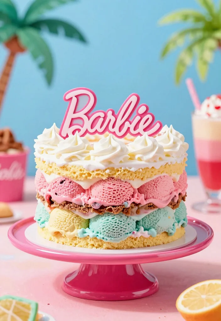 16 Princess Barbie Cake Ideas: Magical Fairytale Designs - 9. Barbie Ice Cream Cake 1