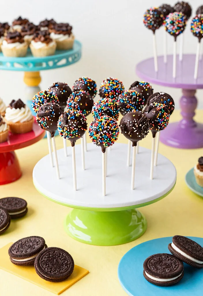 16 Rainbow Cake Pops Ideas for Bright Colorful Desserts - 11. Rainbow Oreo Cake Pops 1