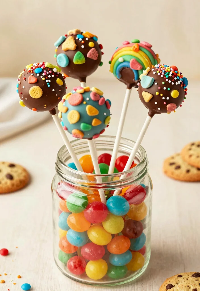 16 Rainbow Cake Pops Ideas for Bright Colorful Desserts - 8. Rainbow Cookie Cake Pops 1