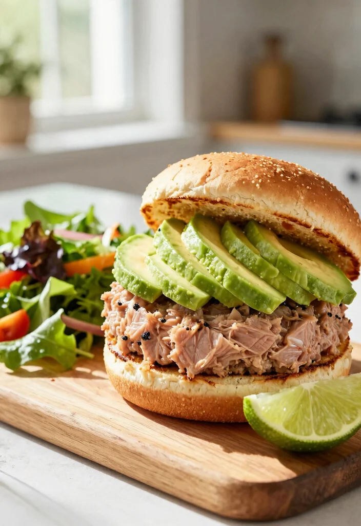 16 Simple Hamburger Recipes: Quick Juicy Classics - 11. Tuna Burger with Avocado 1