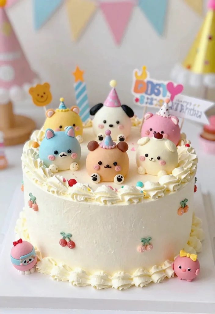 17 Anime Birthday Cake Ideas Colorful Character Themes - 15. Kawaii Chibi Cake 1