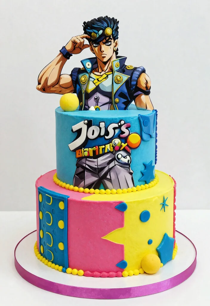 17 Anime Birthday Cake Ideas Colorful Character Themes - 16. JoJo’s Bizarre Adventure Cake 1