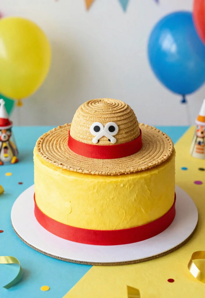 17 Anime Birthday Cake Ideas Colorful Character Themes - 3. Luffy's Straw Hat Cake 1