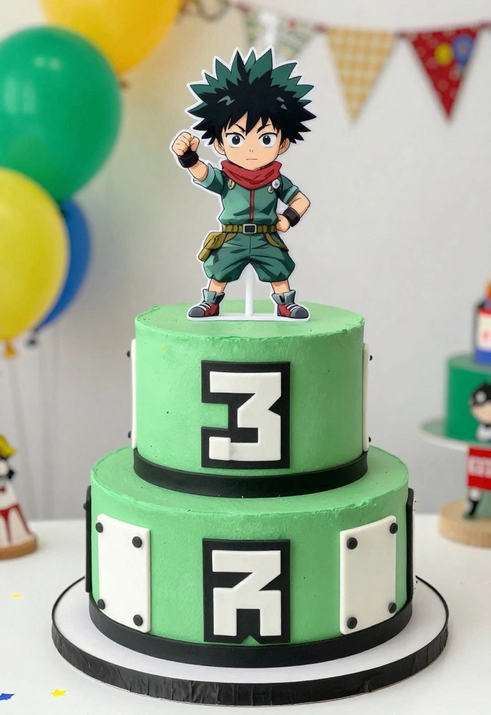 17 Anime Birthday Cake Ideas Colorful Character Themes - 4. Deku’s Heroic Cake 1