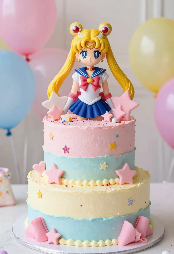 17 Anime Birthday Cake Ideas Colorful Character Themes - 5. Sailor Moon's Magical Cake 1