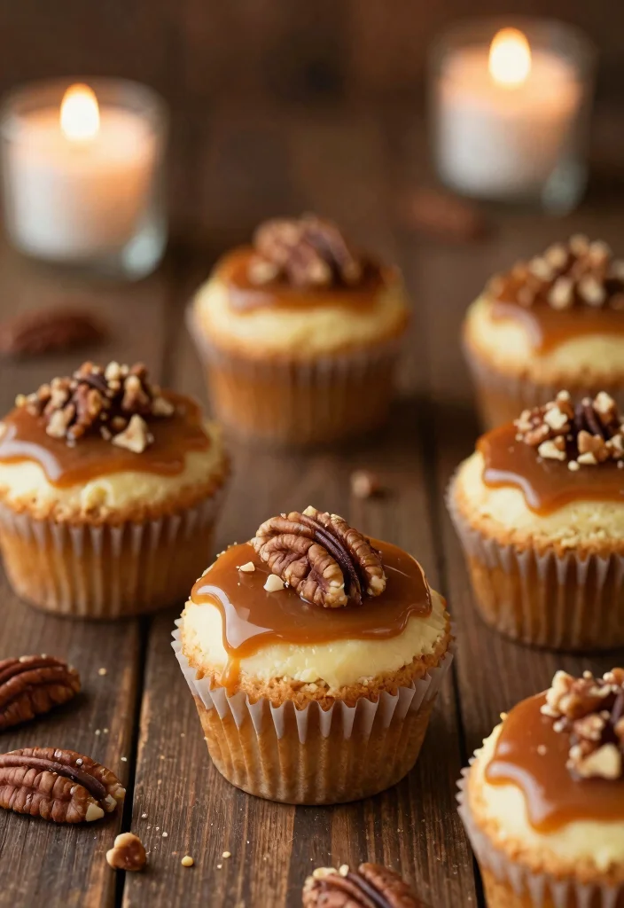 17 Cheesecake Cupcakes Recipe Ideas Mini Creamy Desserts - 8. Caramel Pecan Cheesecake Cupcakes 1