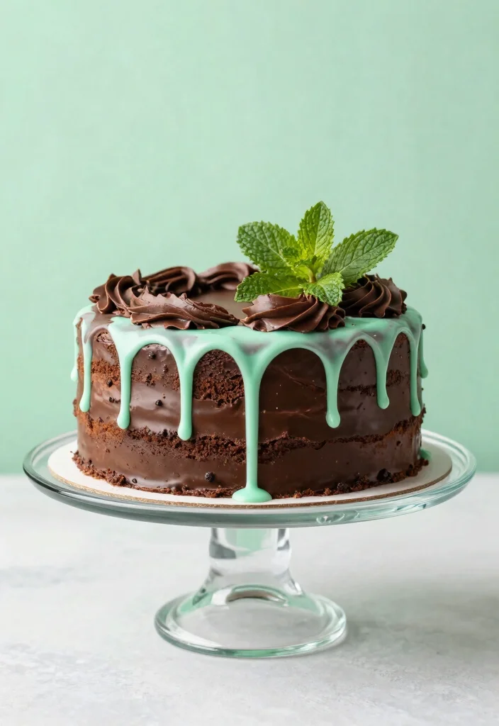 17 Chocolate Drip Cake Ideas Dramatic Party Centerpieces - 3. Mint Chocolate Drip Cake 1
