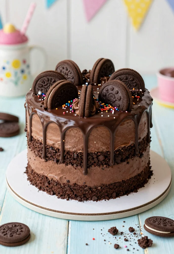 17 Chocolate Drip Cake Ideas Dramatic Party Centerpieces - 8. Cookies and Cream Chocolate Drip Cake 1