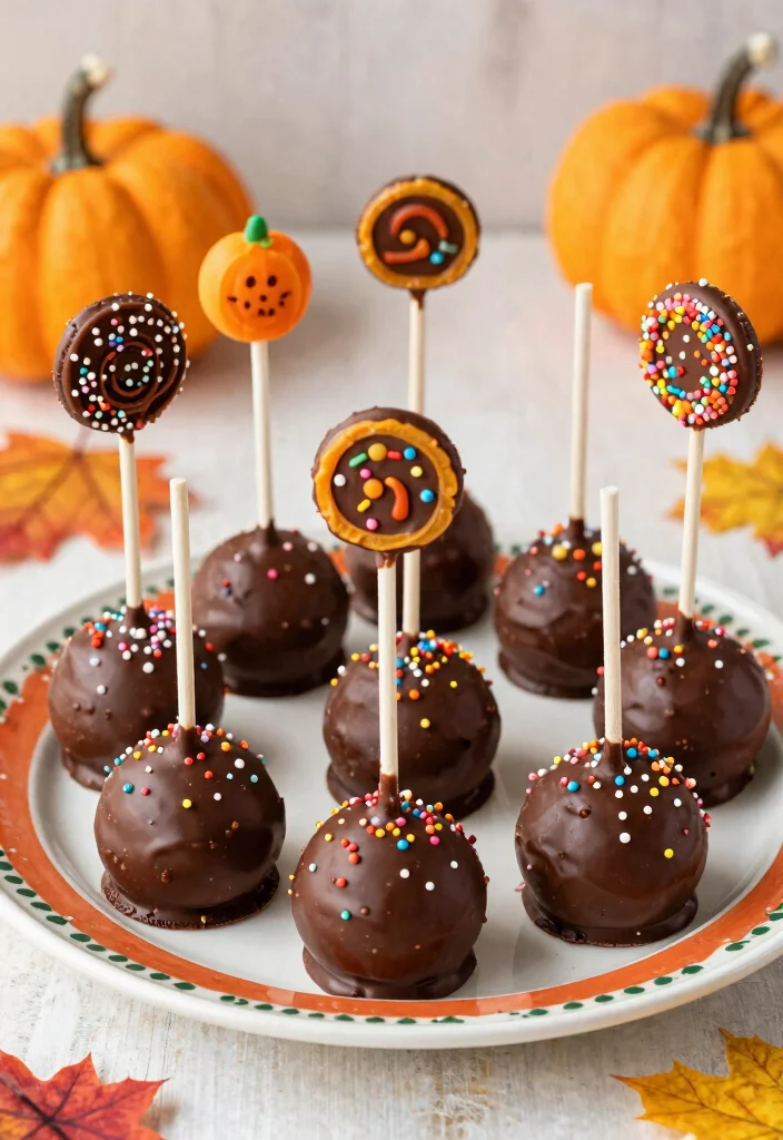 17 Chocolate Pumpkin Cake Ideas: Cozy Fall Dessert - 3. Chocolate Pumpkin Cake Pops 1