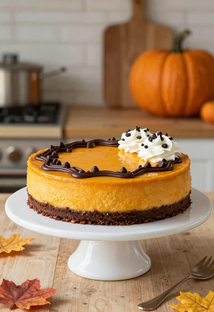 17 Chocolate Pumpkin Cake Ideas: Cozy Fall Dessert - 8. Chocolate Pumpkin Cheesecake 1