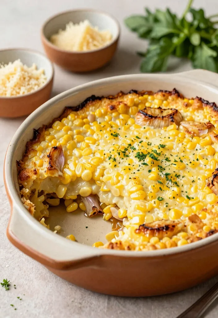 17 Corn Pudding Casserole Ideas: Creamy Comfort Side Dish - 11. Garlic and Parmesan Corn Pudding Casserole 1