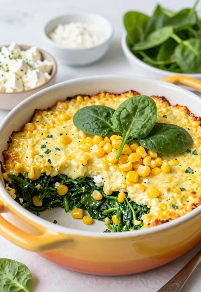 17 Corn Pudding Casserole Ideas: Creamy Comfort Side Dish - 6. Spinach and Feta Corn Pudding Casserole 1
