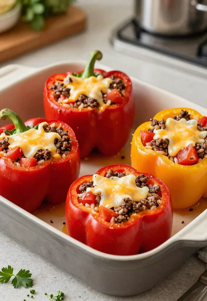 17 Easy Hamburger Meat Ideas for Healthy Family Meals - 4. Stuffed Bell Peppers 1
