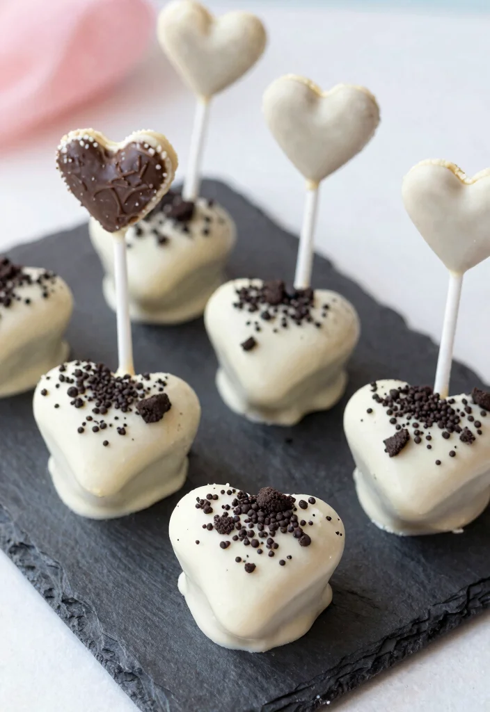 17 Heart Cake Pops Ideas Cute Romantic Party Bites - 12. Cookies and Cream Heart Cake Pops 1