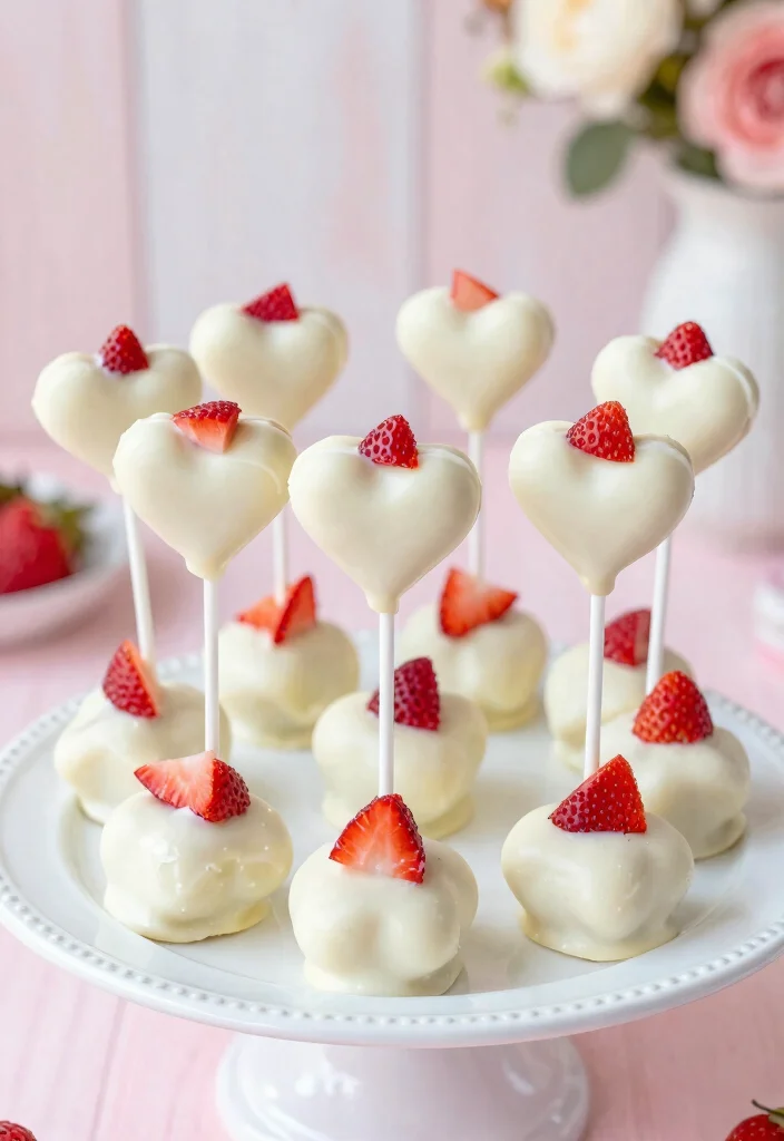 17 Heart Cake Pops Ideas Cute Romantic Party Bites - 16. Strawberry Shortcake Heart Cake Pops 1