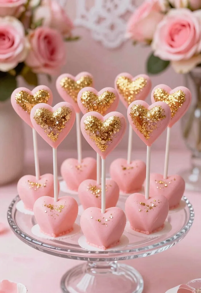 17 Heart Cake Pops Ideas Cute Romantic Party Bites - 3. Pink Champagne Heart Cake Pops 1