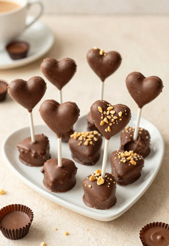 17 Heart Cake Pops Ideas Cute Romantic Party Bites - 7. Peanut Butter Cup Heart Cake Pops 1
