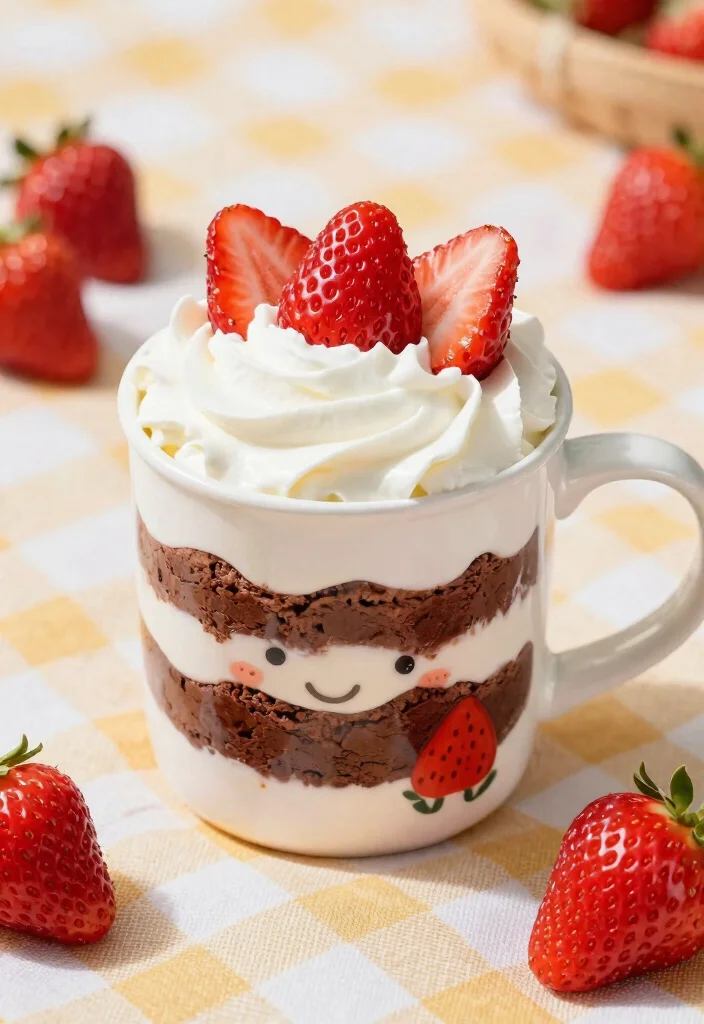17 Mug Brownie Microwave Ideas: Fast Chocolate Fix - 13. Strawberry Shortcake Brownie 1