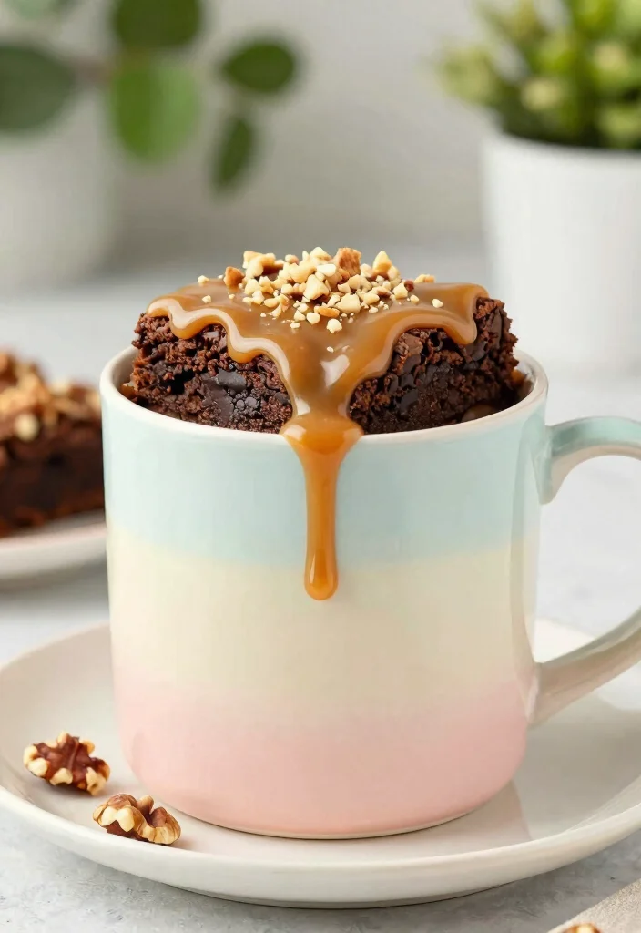 17 Mug Brownie Microwave Ideas: Fast Chocolate Fix - 2. Nutty Caramel Swirl Brownie 1