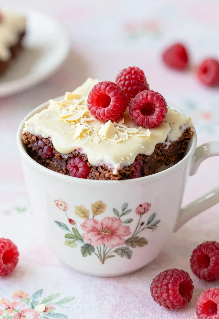 17 Mug Brownie Microwave Ideas: Fast Chocolate Fix - 4. White Chocolate Raspberry Brownie 1
