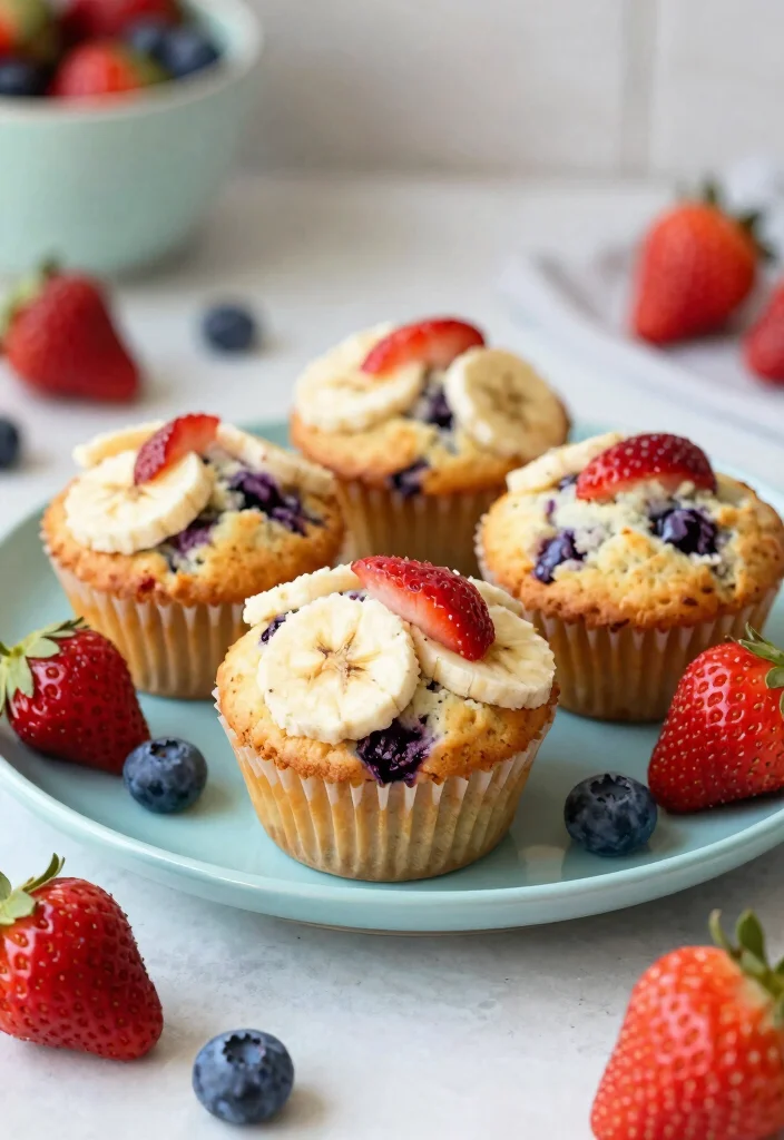 17 Sourdough Blueberry Muffins Ideas: Soft Bakery Style - 16. Strawberry Banana Sourdough Blueberry Muffins 1