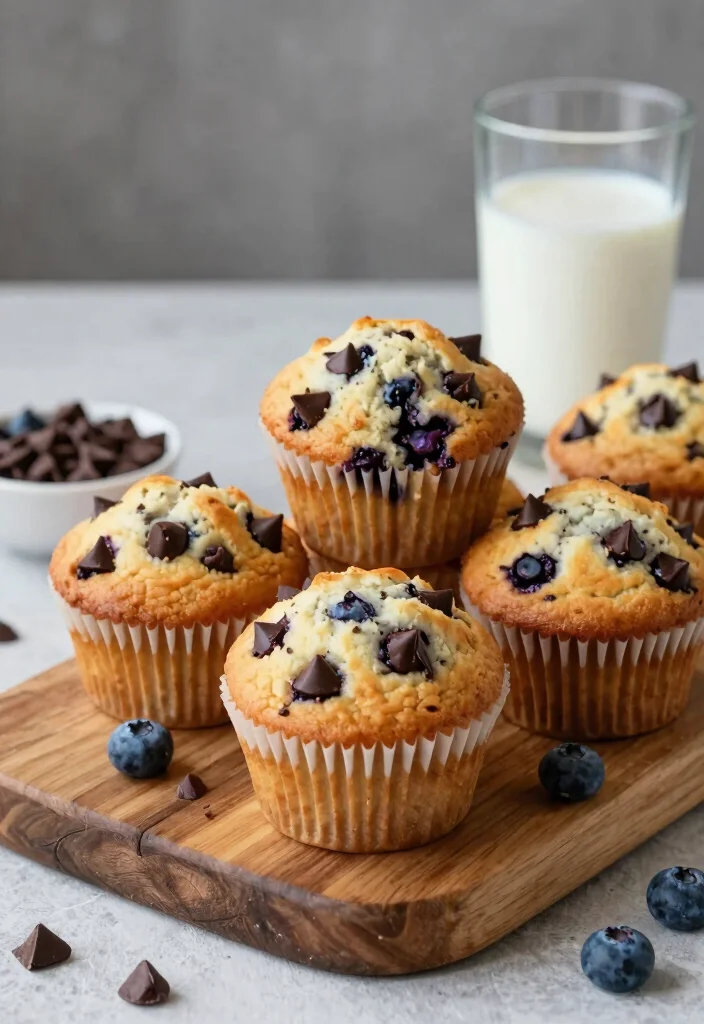 17 Sourdough Blueberry Muffins Ideas: Soft Bakery Style - 5. Chocolate Chip Sourdough Blueberry Muffins 1