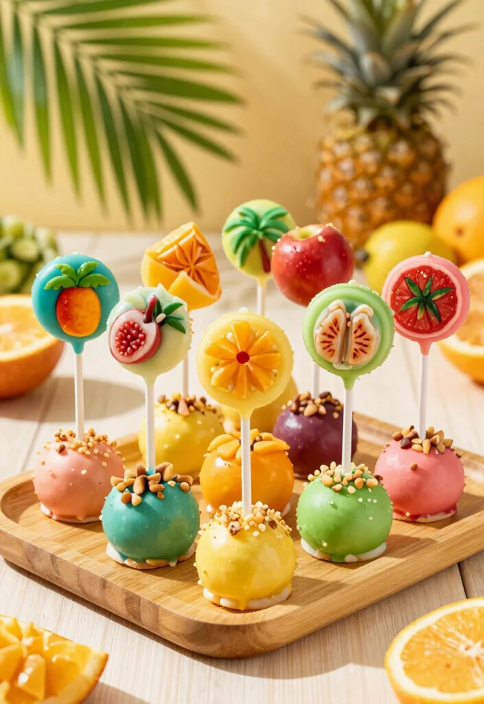 17 Sun Cake Pops Ideas Bright Happy Designs - 10. Tropical Fruit Cake Pops 1