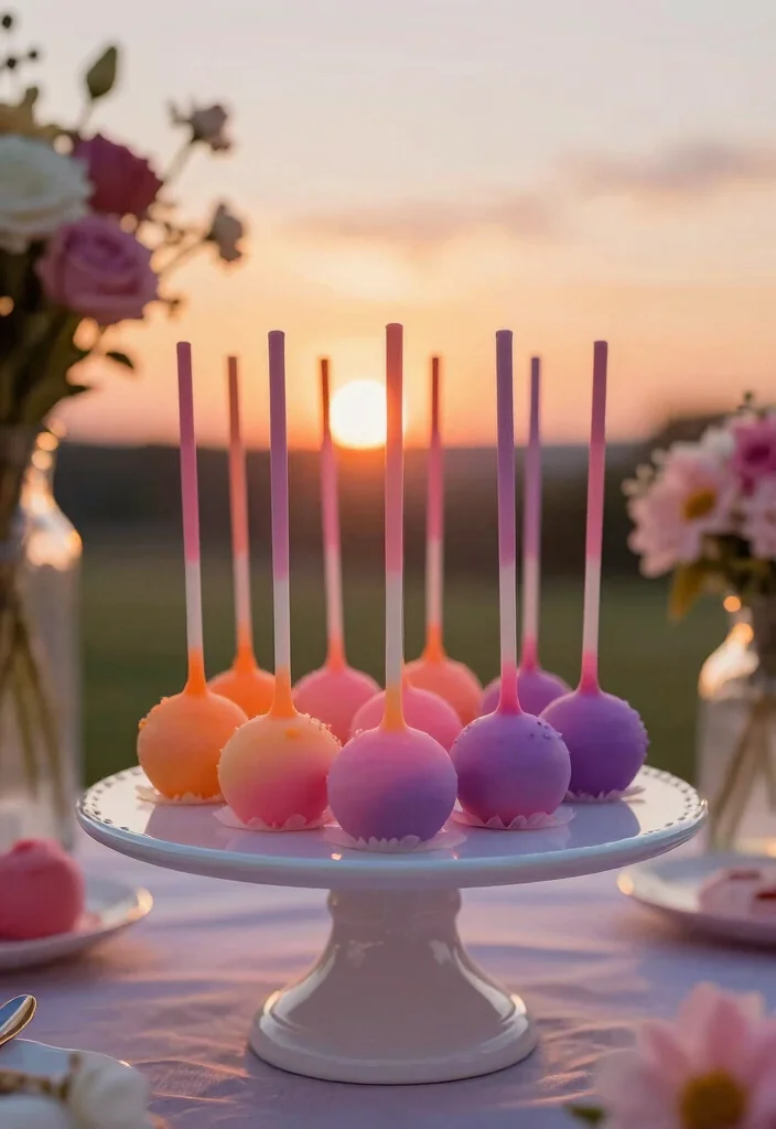 17 Sun Cake Pops Ideas Bright Happy Designs - 13. Sunset Ombre Cake Pops 1
