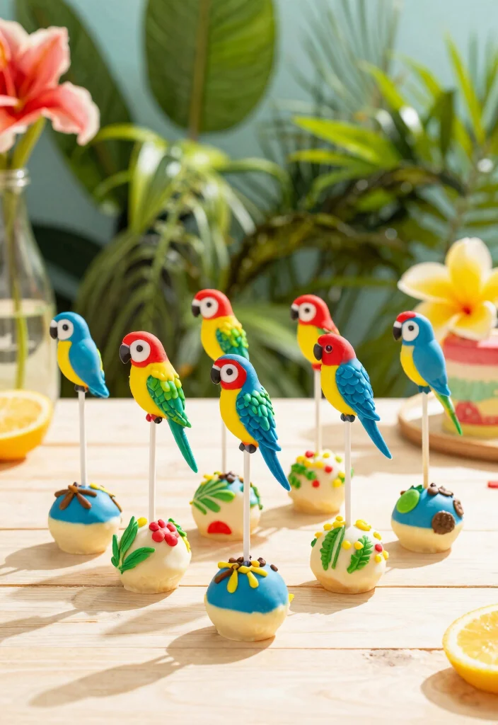 17 Sun Cake Pops Ideas Bright Happy Designs - 4. Tropical Parrot Cake Pops 1