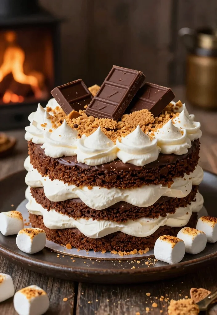 18 Cake Ideas: Chocolate Rich Decadent Desserts - 17. Chocolate S'mores Cake 1