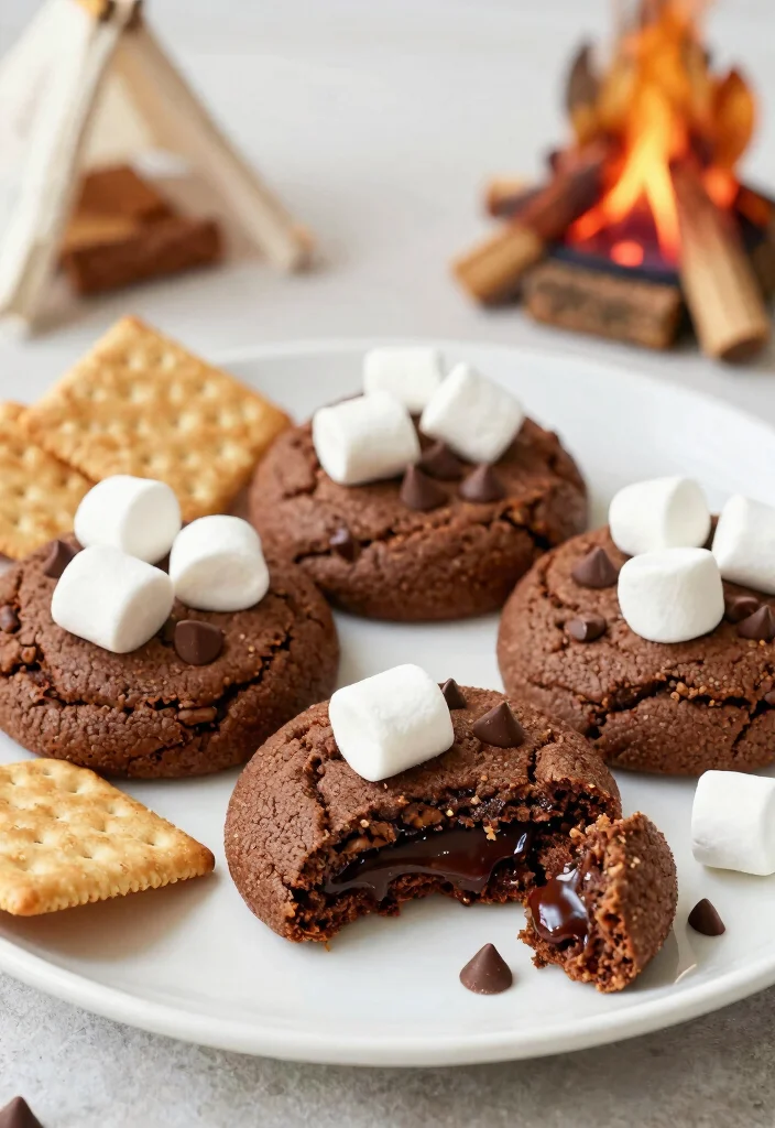 18 Decadent Brownie Cookies Recipes with Fudgy Crackly Tops - 16. S’mores Inspired Brownie Cookies 1
