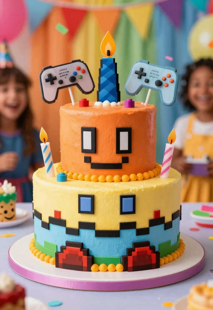 18 Gamer Birthday Cake Ideas: Cool Console Inspired Cakes - 1. Pixelated Cake Masterpiece 1