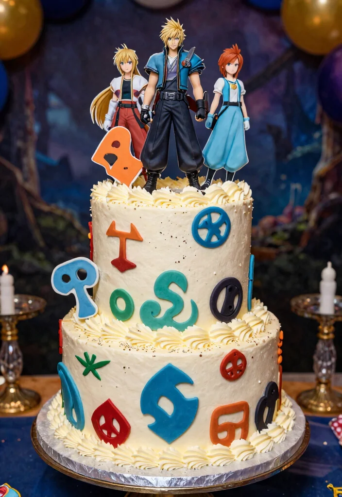 18 Gamer Birthday Cake Ideas: Cool Console Inspired Cakes - 11. Final Fantasy Cake 1