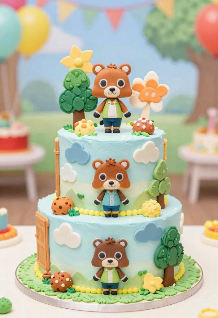 18 Gamer Birthday Cake Ideas: Cool Console Inspired Cakes - 18. Animal Crossing Cake 1
