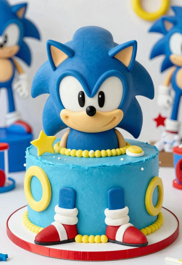 18 Gamer Birthday Cake Ideas: Cool Console Inspired Cakes - 9. Sonic the Hedgehog Cake 1