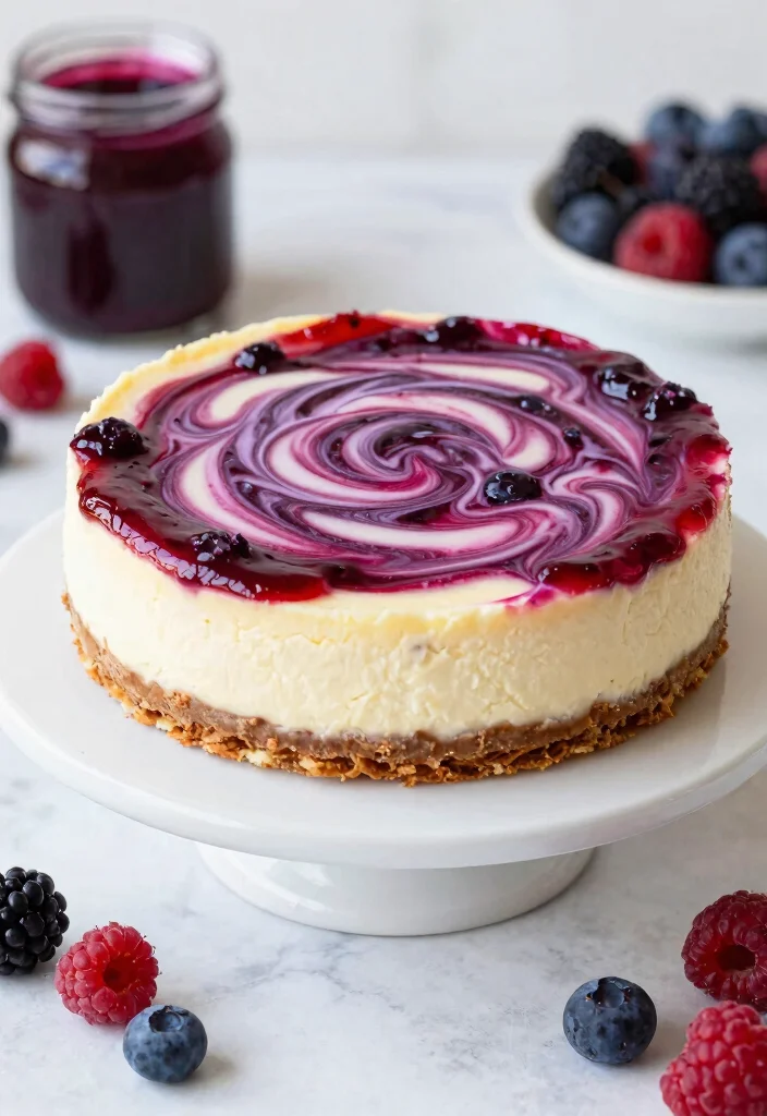 18 No Bake Cheesecake Recipe Ideas for Easy Creamy Desserts - 7. Berry Swirl No Bake Cheesecake 1