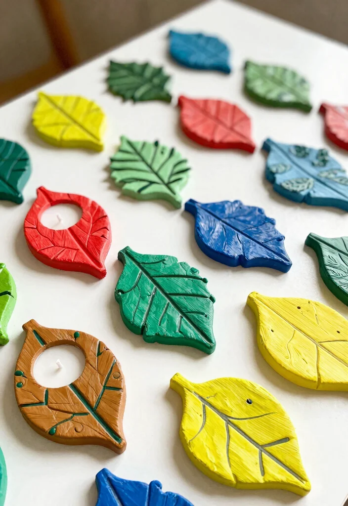 15 Leaf Candle Holder Ideas With Nature Inspired Charm - 11. DIY Painted Leaf Candle Holders 1