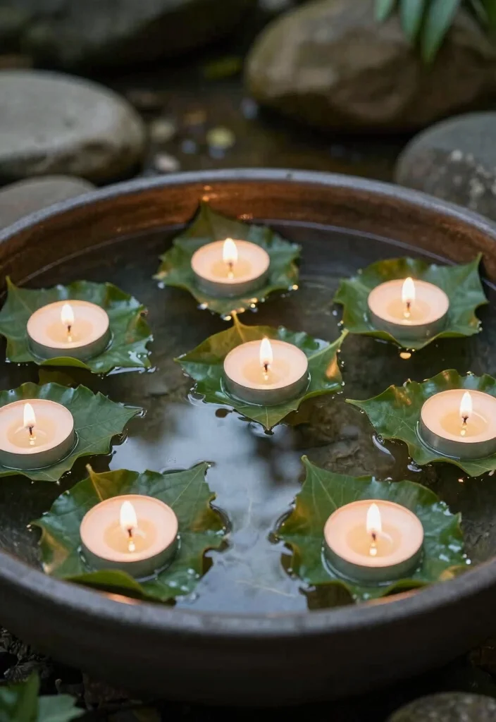 15 Leaf Candle Holder Ideas With Nature Inspired Charm - 12. Floating Leaf Candle Holders 1