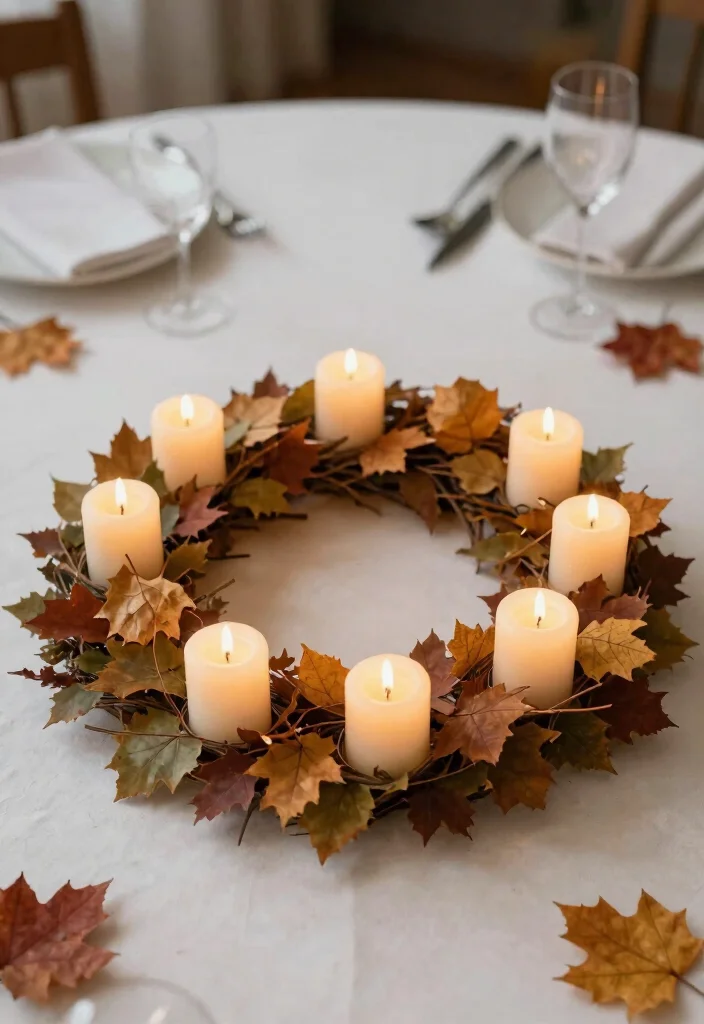 15 Leaf Candle Holder Ideas With Nature Inspired Charm - 13. Leaf Wreath Candle Holders 1