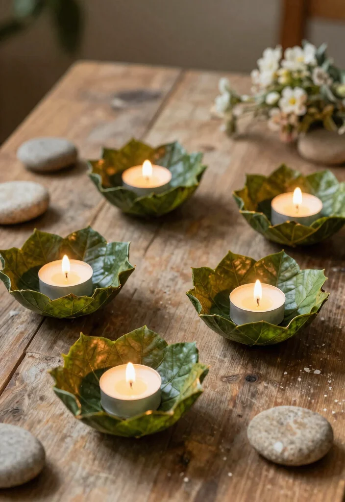 15 Leaf Candle Holder Ideas With Nature Inspired Charm - 7. Leaf Bowl Candle Holders 1