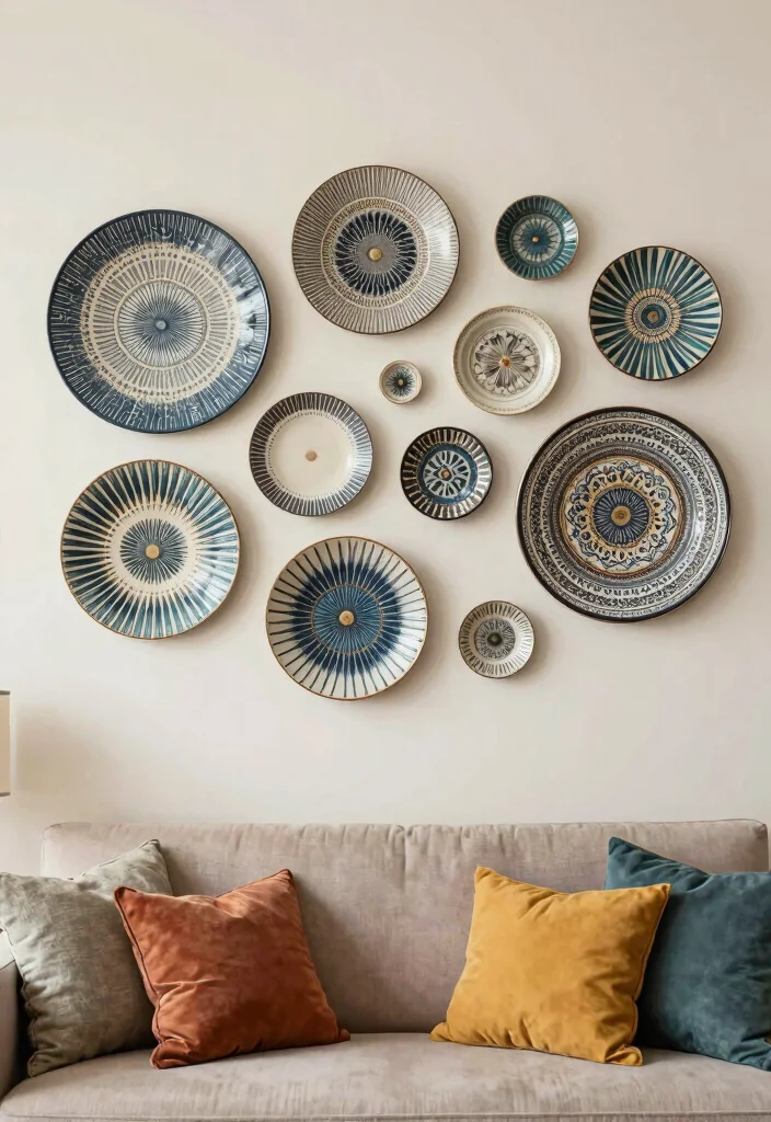 15 Long Wall Decor Ideas That Fill Empty Spaces Beautifully - 12. Decorative Wall Plates 1