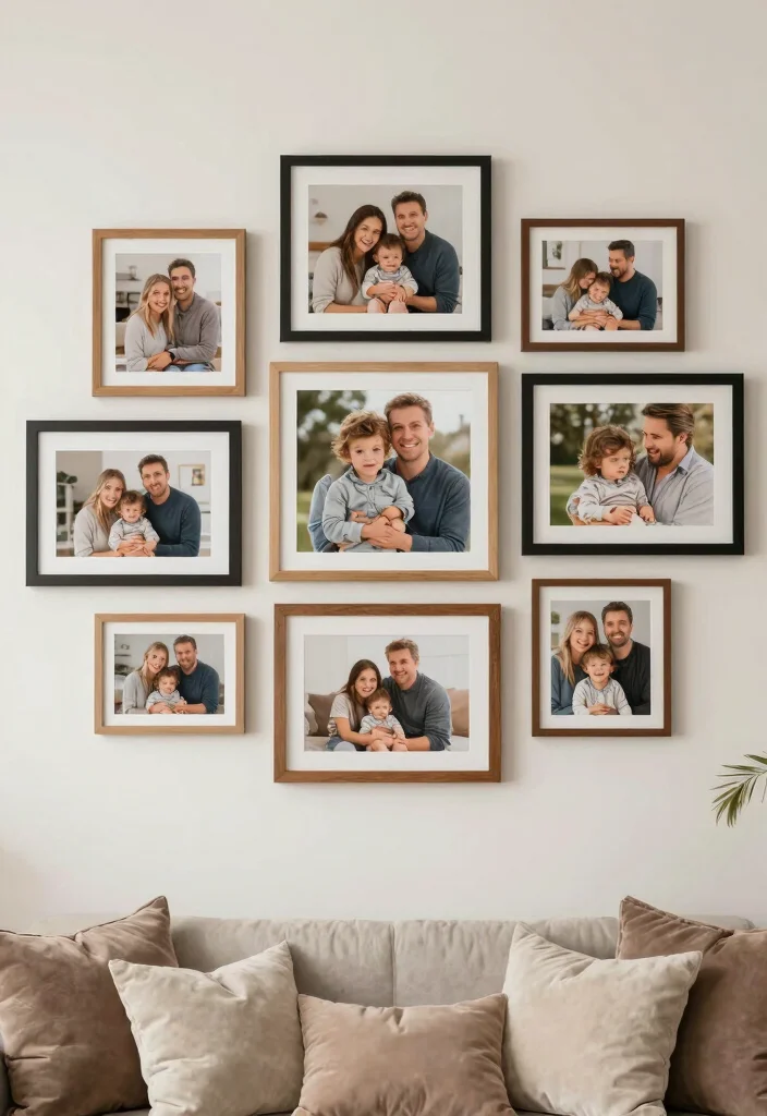 15 Long Wall Decor Ideas That Fill Empty Spaces Beautifully - 14. Personalized Family Gallery 1