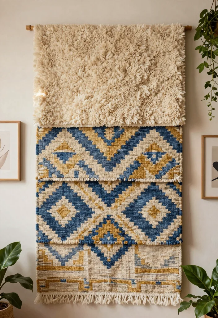 15 Rug on Wall Ideas With Bold Textured Decor - 1. Layered Textures for Depth 1