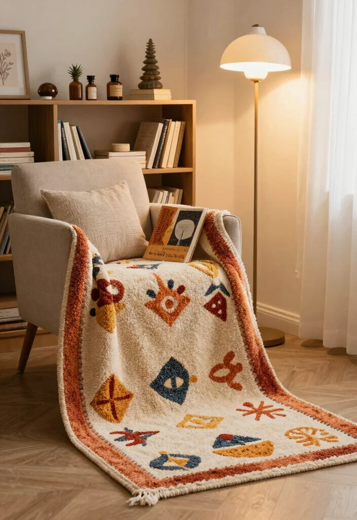 15 Rug on Wall Ideas With Bold Textured Decor - 11. Creating a Cozy Reading Nook 1