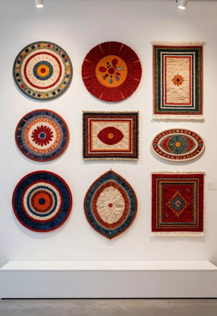 15 Rug on Wall Ideas With Bold Textured Decor - 2. A Gallery of Rugs 1