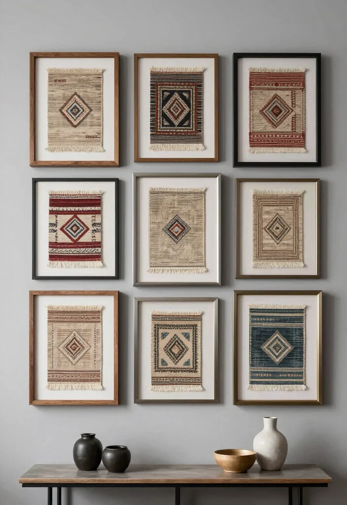 15 Rug on Wall Ideas With Bold Textured Decor - 5. Framing Rugs for Added Impact 1