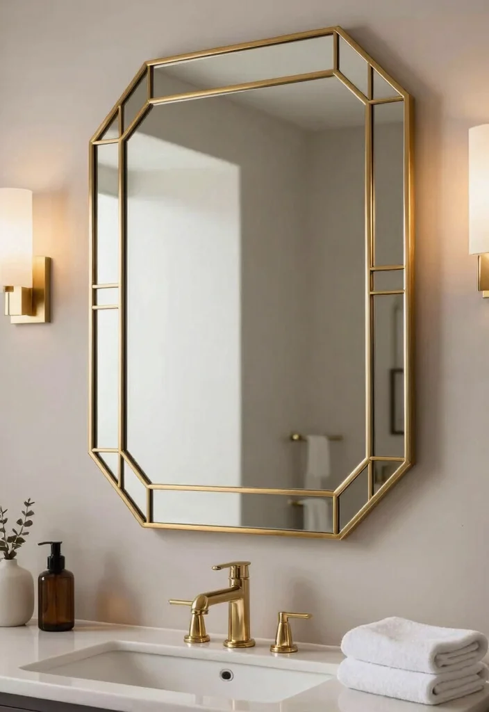16 Art Deco Bathroom Mirror Ideas With Vintage Glam - 1. Geometric Glamour 1