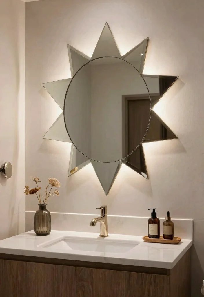 16 Art Deco Bathroom Mirror Ideas With Vintage Glam - 10. Sophisticated Shapes 1