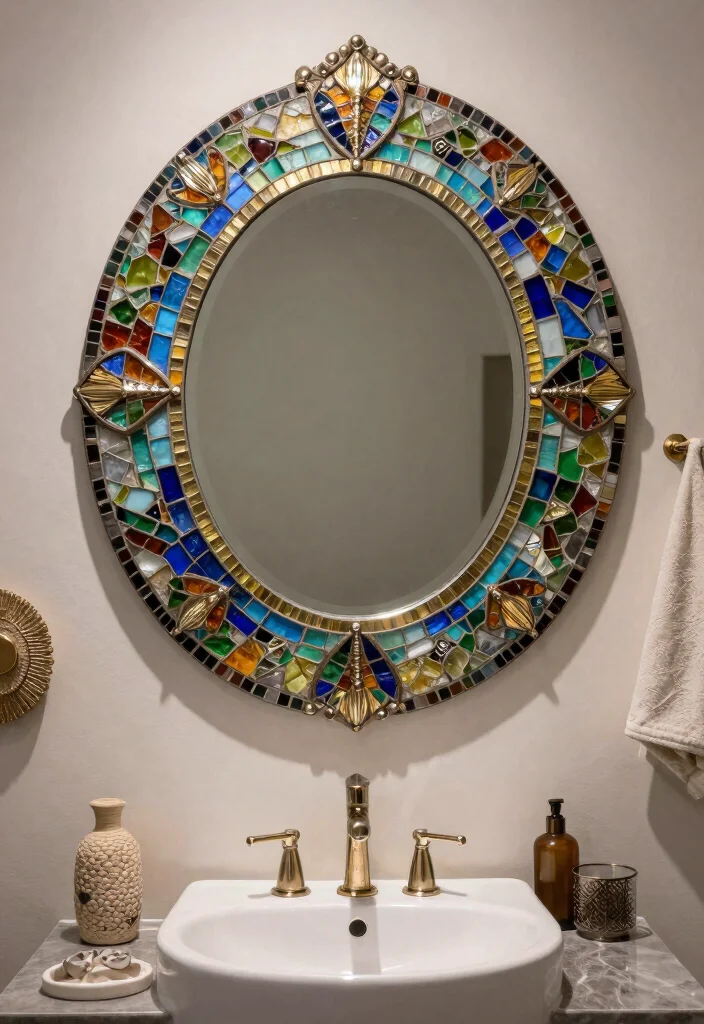 16 Art Deco Bathroom Mirror Ideas With Vintage Glam - 14. Art Deco Mosaic 1