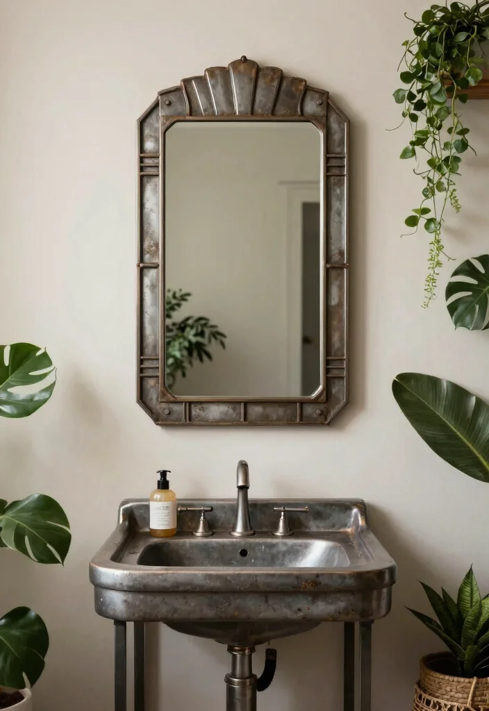 16 Art Deco Bathroom Mirror Ideas With Vintage Glam - 15. Industrial Chic 1